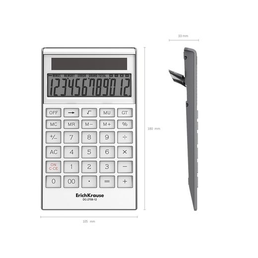 Calculadora de mesa de 12 dígitos ErichKrause DC-2708-12 Classic, blanco (paquete de PET 1 ud)