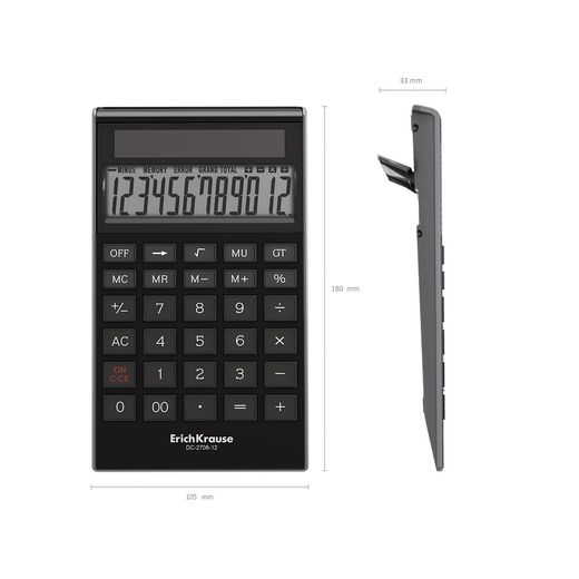 Calculadora de mesa de 12 dígitos ErichKrause DC-2708-12 Classic, negro (paquete de PET 1 ud.)