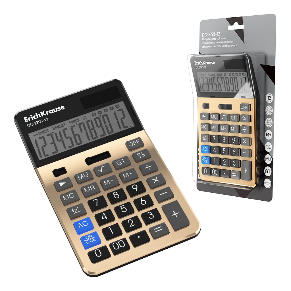 Calculadora de mesa de 12 dígitos ErichKrause DC-2793-12, dorado (caja 1 ud)