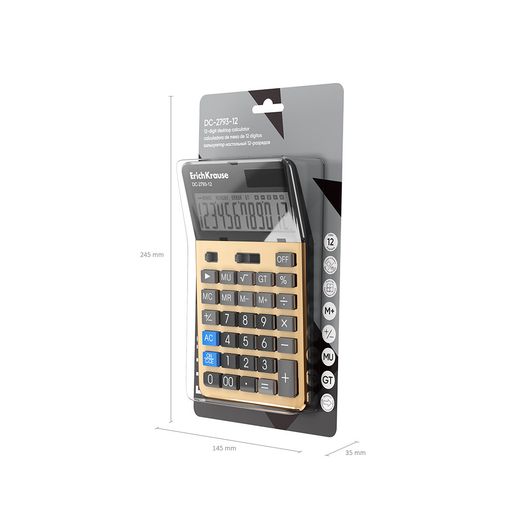 Calculadora de mesa de 12 dígitos ErichKrause DC-2793-12, dorado (caja 1 ud)