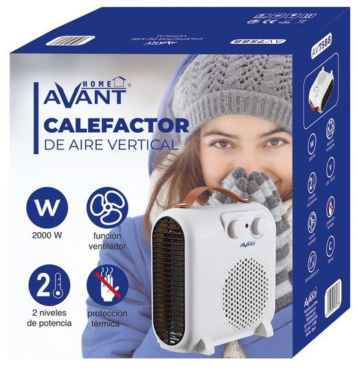 Calefactor de Aire Vertical - 2000W, Color Blanco