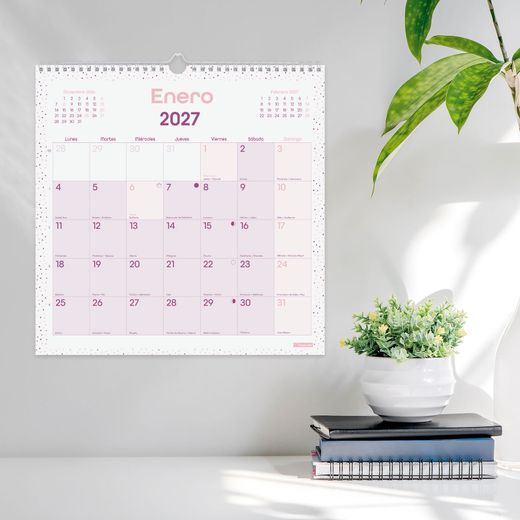 Calendario chic de pared para escribir 2027 Morado