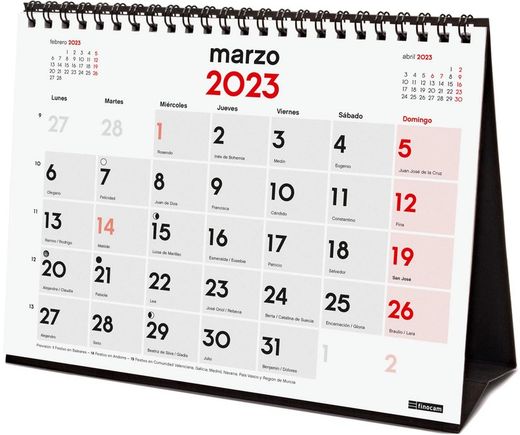 Calendario Finocam con 16 meses de sobremesa. Tamaño S. 2022-23
