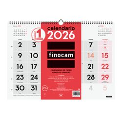 Calendario neutro de pared números grandes L 430x210mm 2027