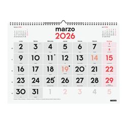 Calendario neutro de pared números grandes L 430x210mm 2027