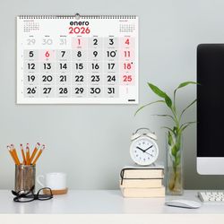 Calendario neutro de pared números grandes L 430x210mm 2027