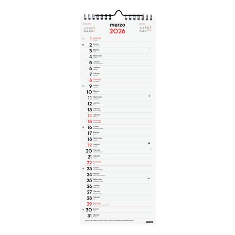 Calendario neutro de pared para escribir Largo L  155x340mm
