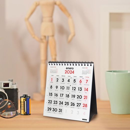 Calendrier de table neutre, grands chiffres, 2024 XS-140x150, affichage mensuel