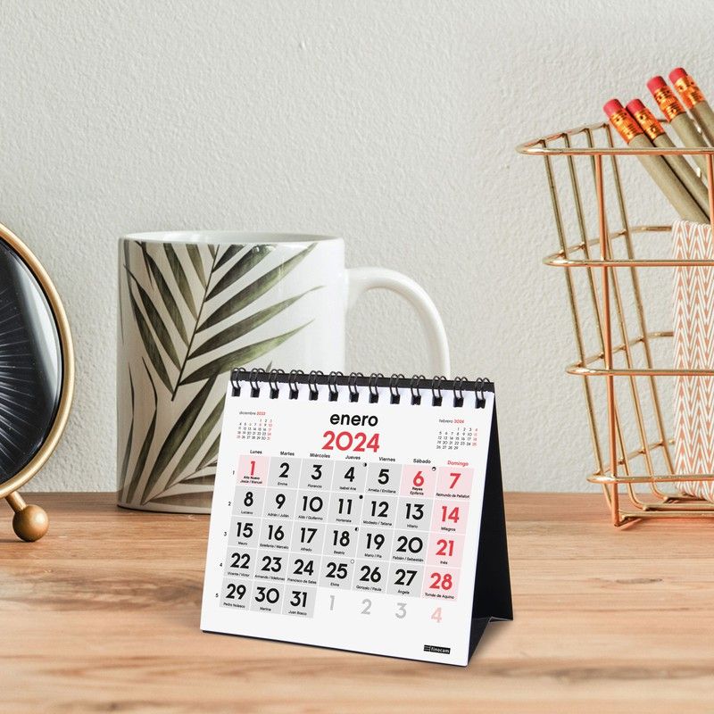 Calendario Neutro Sobremesa Números Grandes 2024 XXS110x100 Mes Vista