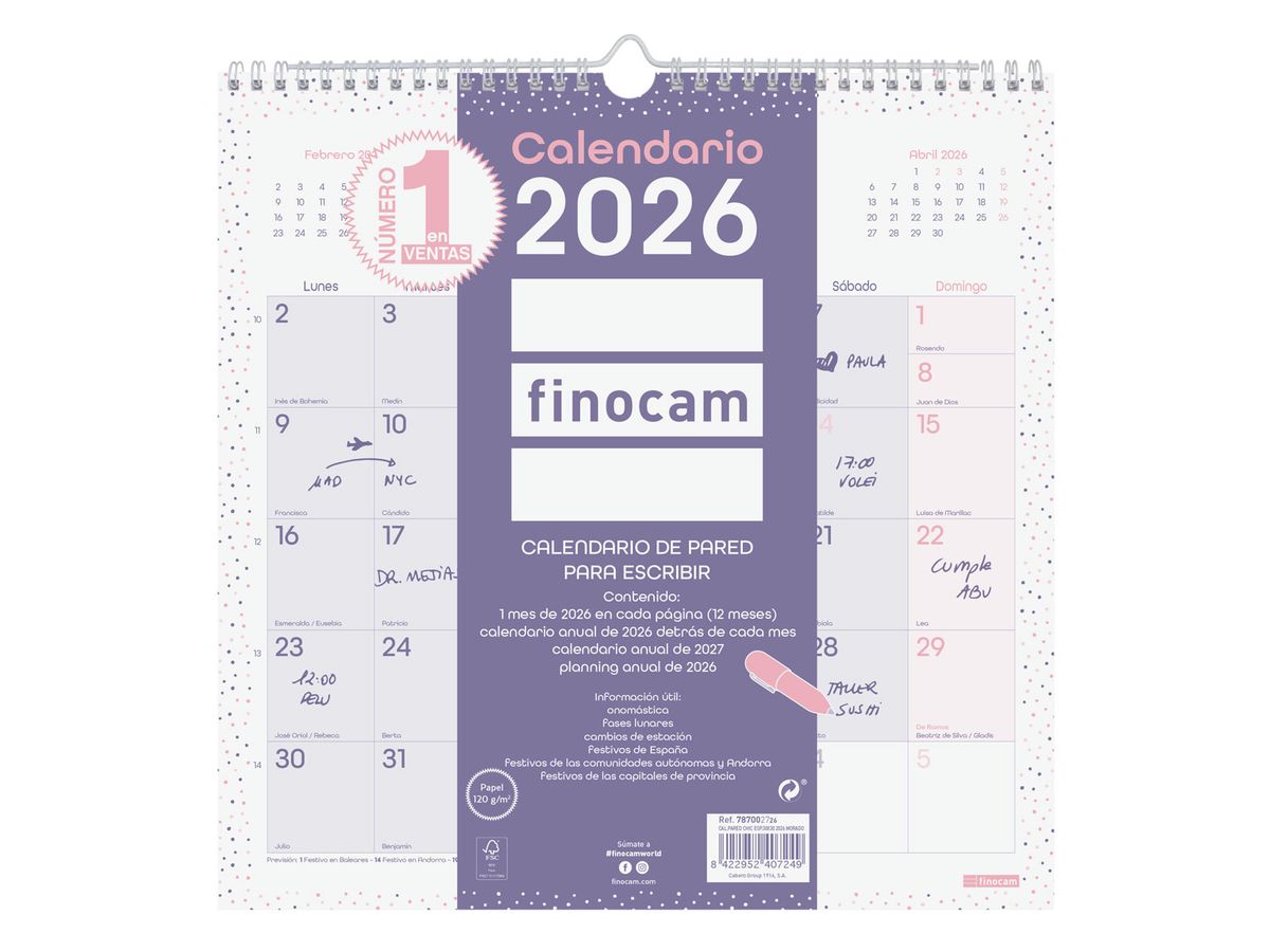 Calendario Pared Chic Es30X30 2026 Morado