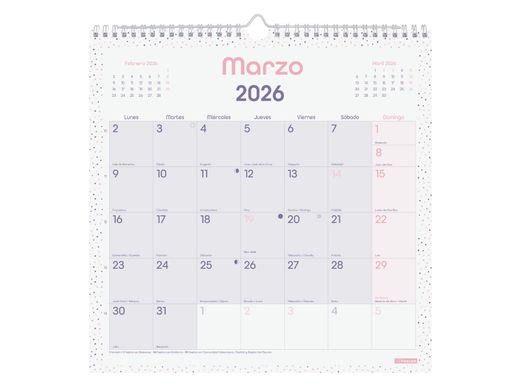 Calendario Pared Chic Es30X30 2026 Morado