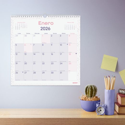Calendario Pared Chic Es30X30 2026 Morado