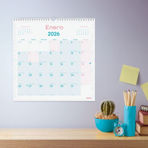 Calendario Pared Chic Es30X30 2026 Turq.