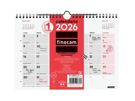 Calendario Pared Escribir S 2026
