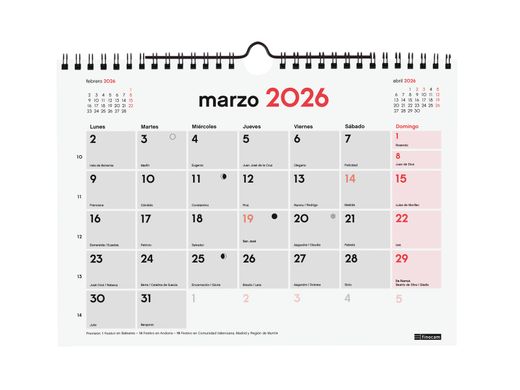 Calendario Pared Escribir S 2026