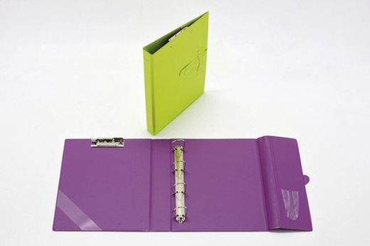 Chemise en plastique avec miniclip et anneaux