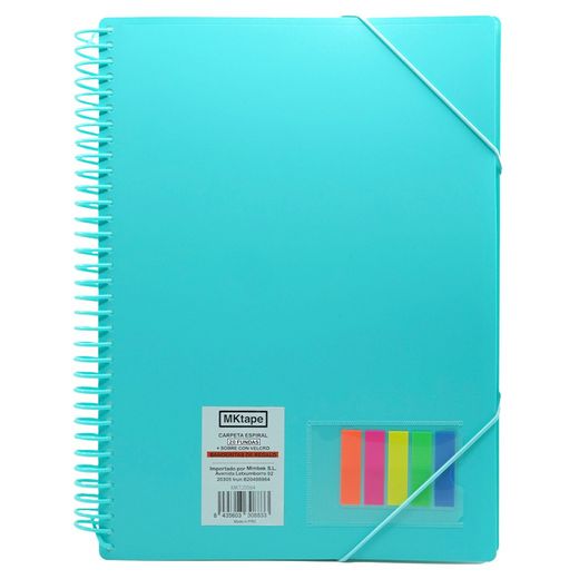 Folio de pâtes avec spirale et 20 couches avec élastiques + drapeaux