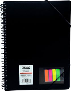 Carpeta folio con espiral y 30 fundas de 0,9 micras + banderitas. 7 colores