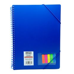 Carpeta folio con espiral y 30 fundas de 0,9 micras + banderitas. 7 colores