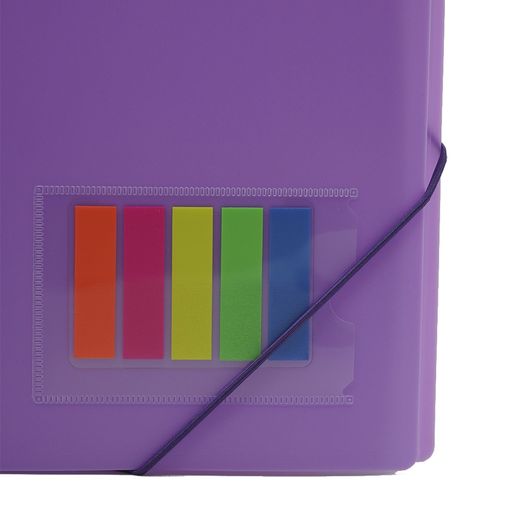 Carpeta folio con espiral y 30 fundas de 0,9 micras + banderitas. 7 colores