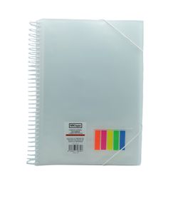 Pasta fólio com espiral e 50 capas de 0,9 mícron + bandeiras. 7 cores