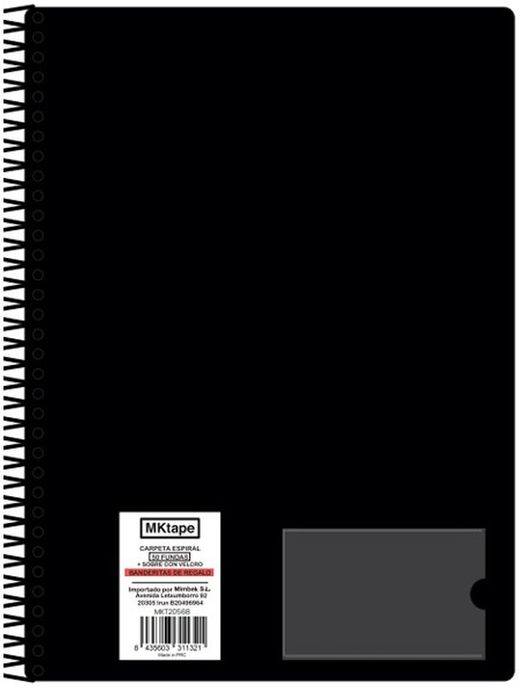 Pasta fólio com espiral e 50 capas de 0,9 mícron + bandeiras. 7 cores