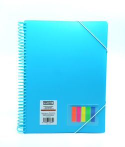 Pasta fólio com espiral e 50 capas de 0,9 mícron + bandeiras. 7 cores