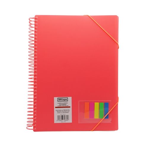 Pasta fólio com espiral e 50 capas de 0,9 mícron + bandeiras. 7 cores