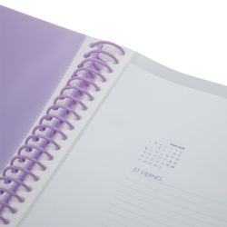 Pasta fólio com espiral e 50 capas de 0,9 mícron + bandeiras. 7 cores