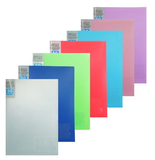 Pasta fólio com 50 capas de 0,9 mícron. 7 cores
