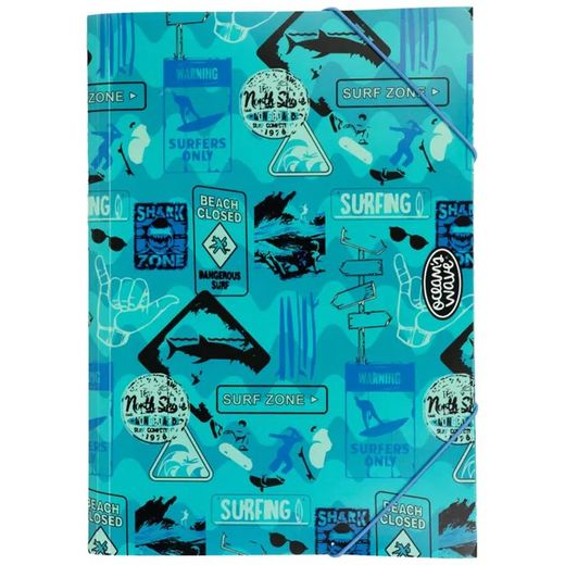 Chemise folio en polypropylène avec élastiques et rabats surf