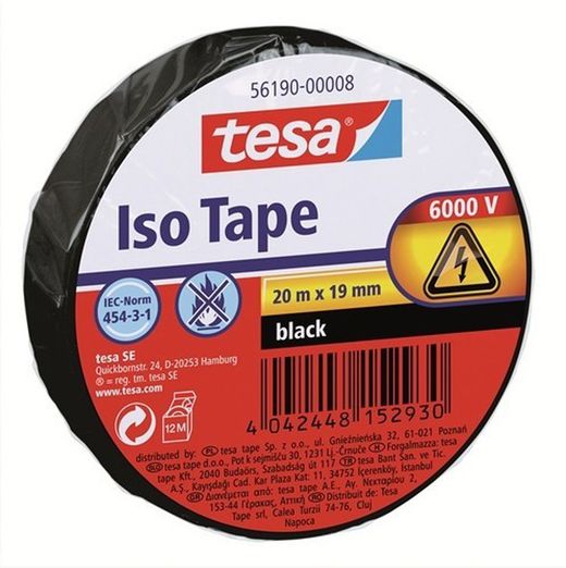 Ruban isolant PVC noir 20m x 19mm tesa