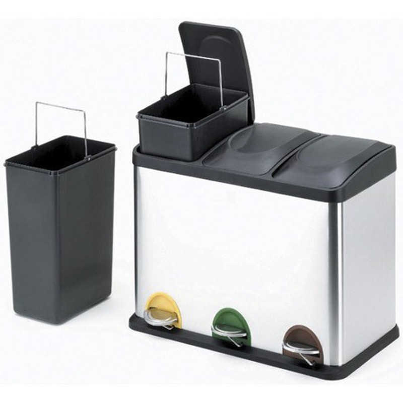 Conjunto de 3 cubos para reciclaje con pedal — Cartabon