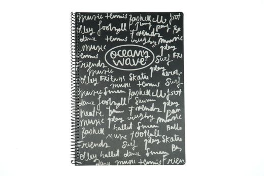 Cuaderno cubiertas de plástico tamaño Din A5 en negro de Ocean’s Wave