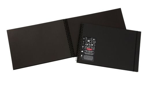 Cuaderno de dibujo con papel negro Derwent A3 horizontal, 40 hojas 200 grs