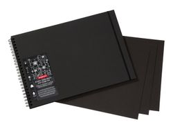 Cuaderno de dibujo con papel negro Derwent A3 horizontal, 40 hojas 200 grs