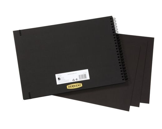 Cuaderno de dibujo con papel negro Derwent A3 horizontal, 40 hojas 200 grs