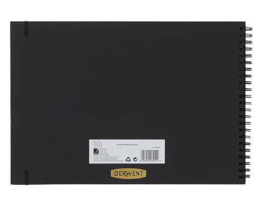 Cuaderno de dibujo con papel negro Derwent A3 horizontal, 40 hojas 200 grs