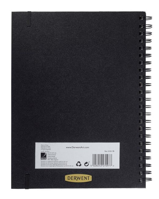 Caderno de esboços com papel preto Derwent A4, 40 folhas 200 grs