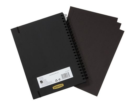 Caderno de esboços com papel preto Derwent A4, 40 folhas 200 grs