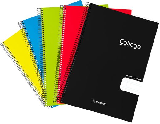 Cuaderno de tapa de plástico College. Varios rayados