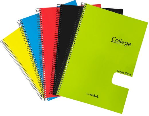 Cuaderno de tapa de plástico College. Varios rayados