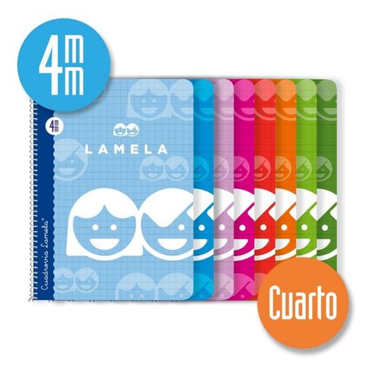 Cuaderno lamela tamaño cuarto tapa básica