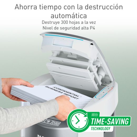 Destructora de papel Leitz IQ OptiMax Autofeed Office 300 P4