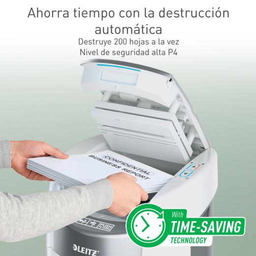 Destructora de papel Leitz IQ OptiMax Autofeed Pequeña Oficina 200 P4