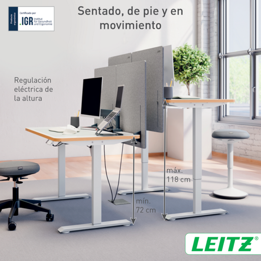 Escritorio Eléctrico Compacto Leitz Ergo 120 x 70cm con Recordatorio para Ponerte de Pie