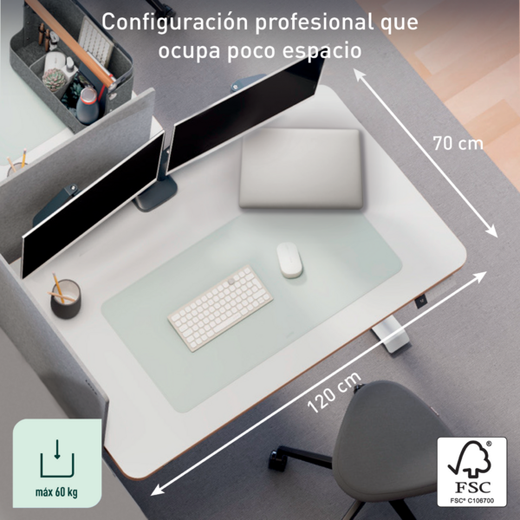 Escritorio Eléctrico Compacto Leitz Ergo 120 x 70cm con Recordatorio para Ponerte de Pie