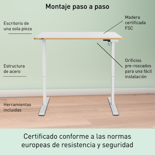 Escritorio Eléctrico Compacto Leitz Ergo 120 x 70cm con Recordatorio para Ponerte de Pie