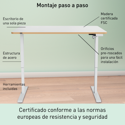 Escritorio Eléctrico Leitz Ergo 140 x 80cm con recordatorio para ponerte de pie