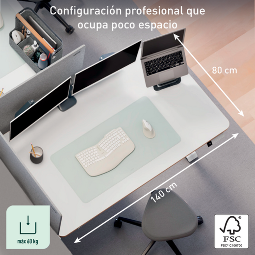 Escritorio Eléctrico Leitz Ergo 140 x 80cm con recordatorio para ponerte de pie